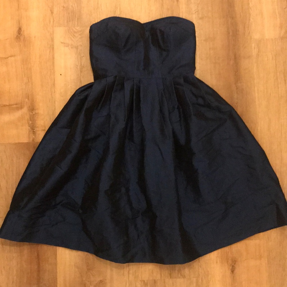Midnight blue strapless party dress